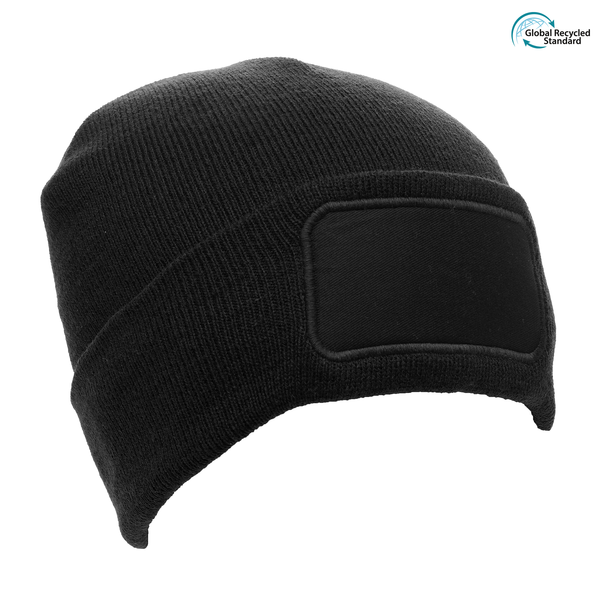 Recycled Rectangular Patch Beanie Hat