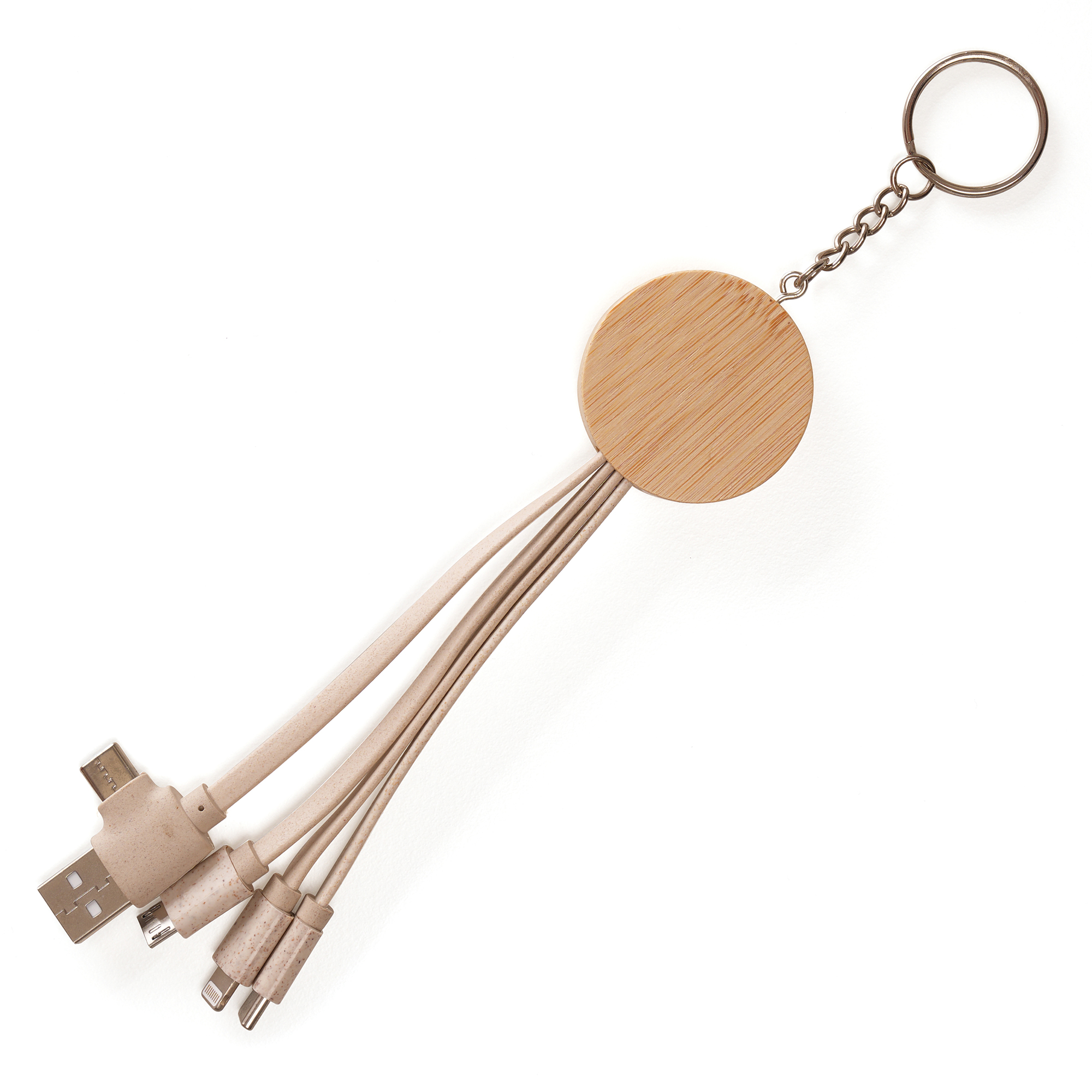 Picture of USB-C  Round Bamboo And Wheat Straw Charger