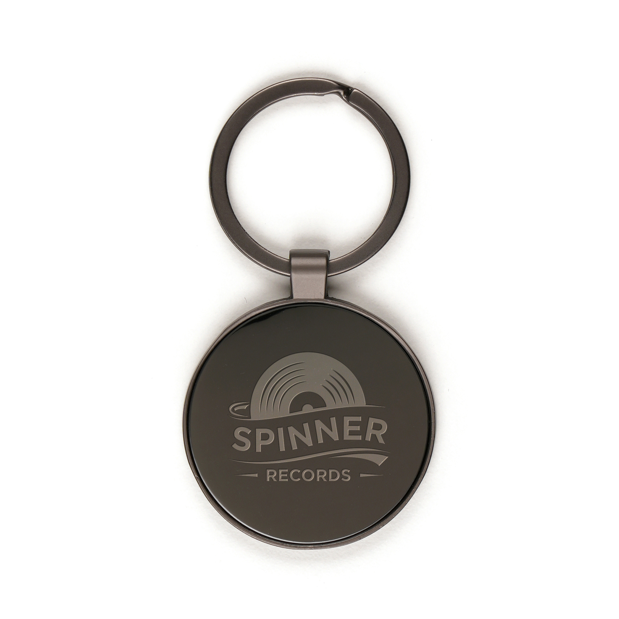 Circular Gun Metal Keyring 